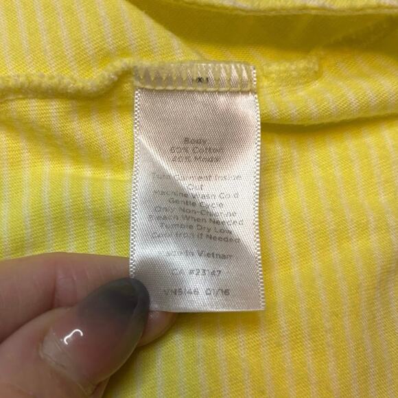 Talbots Yellow Striped Scoop Neck Tee Shirt Small Cotton Modal Casual Top - Picture 4 of 5